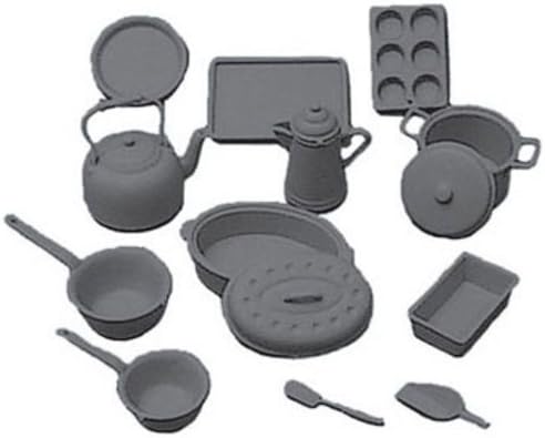 Dollhouse Miniature Chrysnbon Cookware Kit - Black