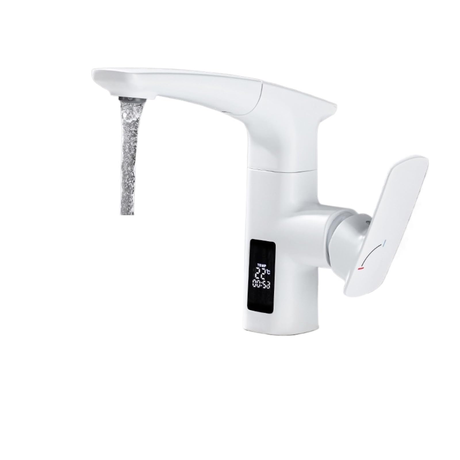Pull Out Bathroom Faucet, 360° Swivel Basin Sink Mixer Tap with LED Display, Deck Mounted,Safe and Reliable(Bianco)