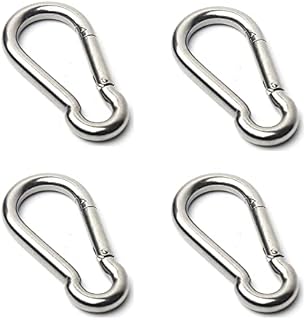 Carabiner Clip,4 Pcs 304 Stainless Steel M6 Carabiner Clip Heavy Duty, Small Carabiner Clips For Hiking, Camping, Fishing, Dog Leash & More, 60mm Carbine Hook Holds Upto 70Kg(Not for Climbing)
