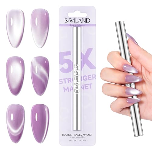 Image of SAVILAND Essentials Cat Eye Magnet for Nails: 5X Stronger Neodymium Nail Magnet Stick Ergonomic Dual-Ended Magnetic Nail Wand for Nail Art 3D Cateye Nails Magnetic Gel Polish Nail Decoration Kits