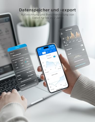 GoveeLife WLAN Hygrometer Thermometer Innen 3 Pack, Smart Temperatur und Luftfeuchtigkeitsmesser mit App Benachrichtigung und Datenspeicherung, geeignet für Gewächshaus, Weinkeller