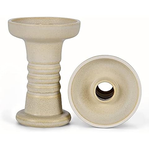 Hookah Bowl 100% Raw Clay with Glaze Phunnel Hookah Shisha Bowl with Spire Perfect Work with Heat Management System for Better Hookah Angullia Smoking(Ancient White) Cover