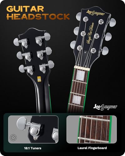 Image of Leo Jaymz SC Series Electric Guitar - Mahogany Body, Laurel Fingerboard, Dual Humbuckers, Tune-O-Matic Bridge, C Neck, 18:1 Tuners (Black Green)