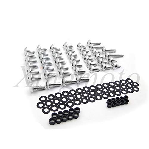 AfterMokit Replacement for Round Fairing Bolts for Honda CBR 600 F4 1999-2000 CBR600 F4i 2001-2007 Silver Fairing Screws