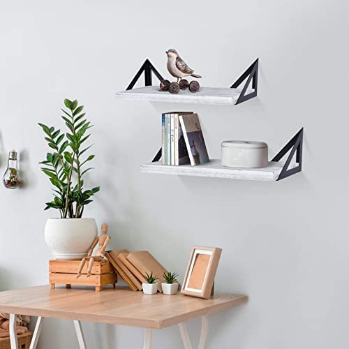 Klvied Floating Shelves Wall Mounted Set Of 4, Rustic Wood Wall Shelves, Storage Shelves For Bedroom, Living Room, Bathroom, Kitchen, Office And More, Gray #TOP1