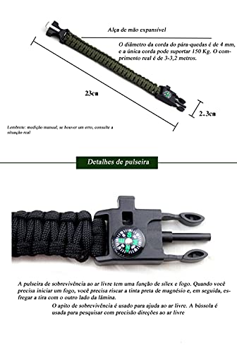 Pulseira de sobrevivência ao ar livre, pulseira trançada com cordão de guarda-chuva ao ar livre, pul