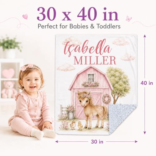 Image of Personalized Baby Blanket for Girls, Custom Nursery Blanket with Name, 30 x 40 Inch Soft Minky Blanket for Baby Toddlers, Newborn Print 14