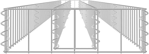 Vista 65 de vidaXL Gabion - Maceta elevada para pared, jardín, césped, patio, jardín, jardín, jardín, jardín, jardín, flores, acero galvanizado, 70.9 x 35.4