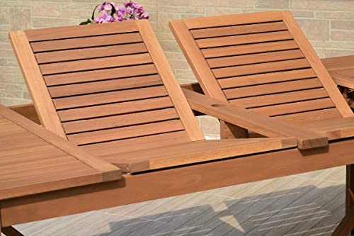 Brampton 9 Piece Outdoor Eucalyptus Extendable Dining Set | Perfect For Patio | With Teak Finish #TOP6