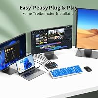 USB 3.0 Switch 4 Computers Sharing 4 USB Peripheral Devices Switcher for PC Laptop Mouse Keyboard Scanner Printer with One Button Swapping and 3.5mm Audio Output – Ansicht 2