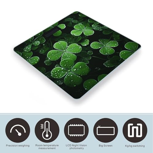 Báscula digital para baño con hojas y pantalla LCD grande miniatura 3