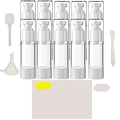 Preisvergleich Produktbild 10Stück 30ml Pumpspender Leer Airless Kunststoff Airless Reiseflasche Leer Beauty Zerstäuber Flasche Sprühflasche Leer Transparenter Plastik Durchsichtig Kunststoff Parfümzerstäuber