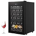 Aprafie Wine Cooler Refrigerator 24 Bottles Compressor Freestanding Beverage Wine Fride For Red, White, Champagne or Sparkling Wine 40°F to 65°F Digital Temperature Control Full Glass Door