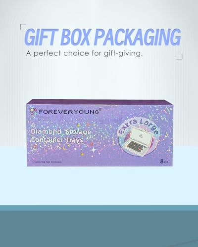 Image of forever young 8PCS Extra Large Diamond Painting Storage Containers Trays | 2-in-1 design keeps diamond art beads organized. Provides bead storage and line-up, with a box package for a tidy workspace.