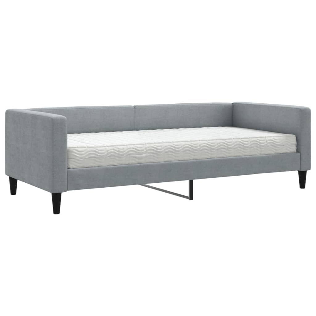vidaXL Tagesbett mit Matratze Hellgrau 90x200 cm Stoff
