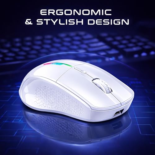 Image of Ant Globe 50 Rechargeable Wireless Optical Mouse| Dual Mode BT & 2.4GHz USB | 3200 Adjustable DPI, 6 Buttons, 50Hr Battery Life| Lightweight Ergonomic Design for Laptop, PC, Mac,Tablet &Mobile White