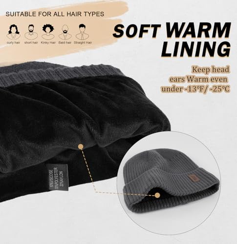 Image of Wmcaps Warm Beanie for Men Women, Fleece Lined Beanie Warm Winter Caps Unisex Fashion Knit Cuffed Cap