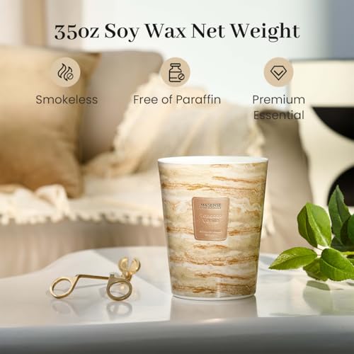 Image of M&SENSE Extra Large Candle 35oz 150H TobaccoVanilla Scented Candle, 3 Wick Highly Scented Jar Candle, XL Candles Gift for Stress Relief, Meditation, Yoga