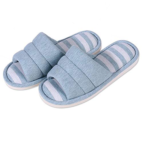 Shevalues ​​Pantoufles d'intérieur souples pour femmes Bout ouvert Mousse à mémoire de forme en coton à enfiler Chaussures maison Pantoufles maison, bleu sarcelle, 7,5-8,5 femmes / 6-7 hommes