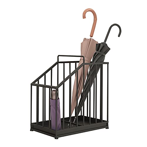 Porte-parapluie noir pour hôtel 41x26x42 cm avec bac d'égouttage