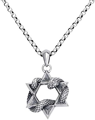 Collier Homme Acier Inoxydable Avec Pendentif étoile De David - Chaîne 60 Cm, Pendentif Hexagramme 42 Mm