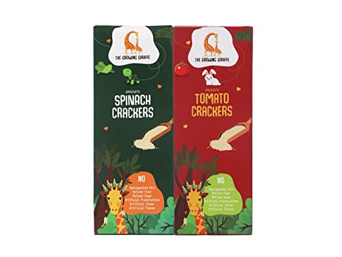 The Growing Giraffe Amaranth Crackers Combo Pack (Spinach Crackers - 100g, Tomato Crackers - 100g) Healthy & Nutritional All Day Snacks for the Entire Family & Gifting - Pack of 2 (200 Grams) (B09JZLMQCZ) Amazon Price History, Amazon Price Tracker