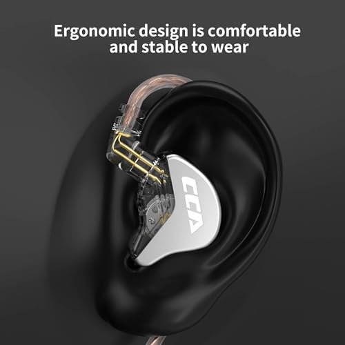 Image of CCA CRA in Ear Earphone, Ultra-Thin Diaphragm Dynamic Driver IEM, Clear Sound & Deep Bass, Wired Earbuds with Mic and Tangle-Free Removable Cord