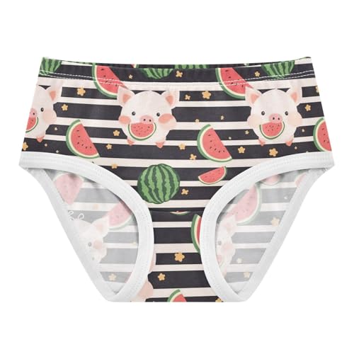 Wusikd Cute Cartoon Piggy Girls' Underwear Cotton Watermelon Black Striped Girls Briefs Soft Toddler Underwear 2T