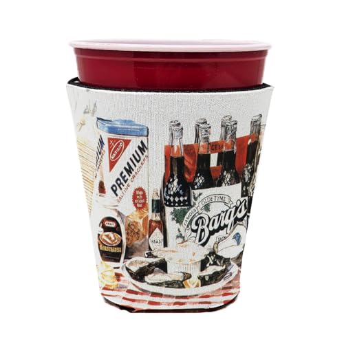 Caroline's Treasures 1004RSC Barq's Oysters Red Cup Hugger Cup Cooler Sleeve Hugger Machine Washable Drink Sleeve Hugger Collapsible Insulator Beverage Insulated Holder