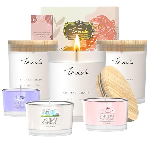 TRINIDa Scented Candles 120Hrs, Soy Candles for Home Scented, Aromatherapy Candle Set, Lavender Candle Gifts for Women Birthday