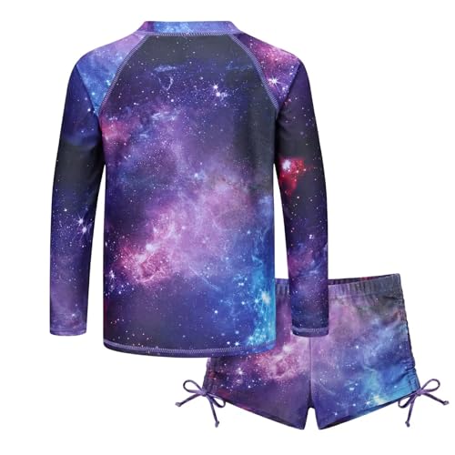 Image of Girls Rash Guard Set for Girls Long Sleeve Swimsuits Hawaiian Two Piece Bathing Suits Swimwear Set