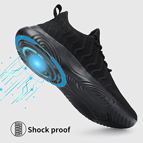 Mrip Men's Slip On Walking Shoes, Lightweight Non Slip Gym Workout Running Shoes For Men, Mesh Breathable Fashion Tennis Athletic Sneakers All Black 9.5 #TOP3