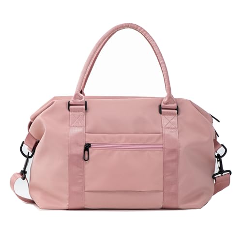 Travel Duffle Bag Waterproof Weekender Bag Carry On Tote Bags for Women Men, Travel Essentials Sport Gym Bag Luggage Bag with Trolley Sleeve (Pink)