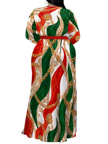 Image of PinkPatty Women's Plus Size Long Sleeve Maxi Dress Casual V Neck Slit Tie Waist Wrap Dresses for Party Cocktail