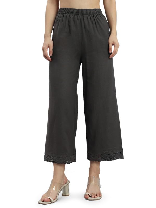 Image of GO COLORS Soft Linen Wide Pant Full Length for Women| Breathable, Mid Rise