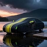 【Fermeture zippée】Housse de Voiture pour Renault Dauphine.Fermeture éclair latérale pratique, combinée à des bandes réfléchissantes de sécurité pour une utilisation de nuit.