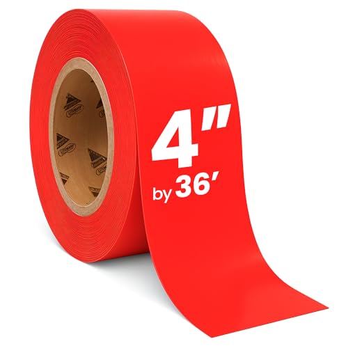 Image of DuraMark EC700 Floor Marking Tape for Concrete and Pavement | Industrial Marking Tape for Warehouses | Long-Lasting | High Durability, Red, 4 Inches by 36 Feet
