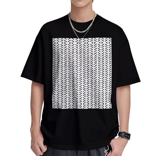 T-shirt en coton imprimé motif graphique noir et blanc coupe ample fluide