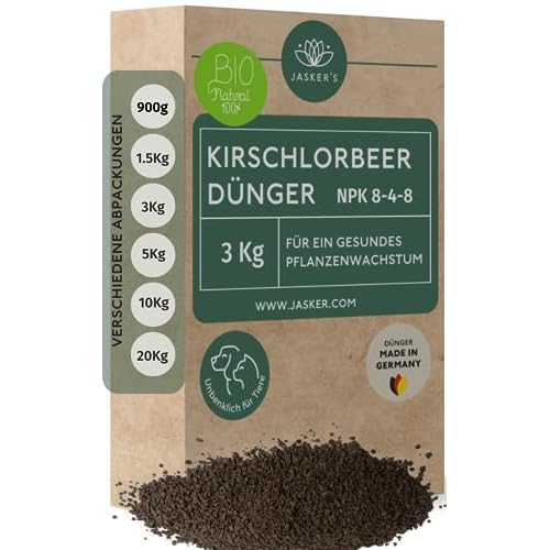 Bio Kirschlorbeer Dünger Langzeit 3 Kg - 100% Bio Heckendünger - Viel Kalium & Magnesium für frischgrüne Blätter - Organischer Dünger für Kirschlorbeer & Kirschlorbeerhecken