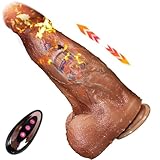 Jpscor Riesen Realistische Dildo Vibratoren Heizung Dildo Vibrator mit 10 Vibrationsmodi + 3 Teleskopmodus, Leise Saugnapf Diloschwanz Analdildo G-Punkt Vibrator Sexspielzeug Für Männer Frauen
