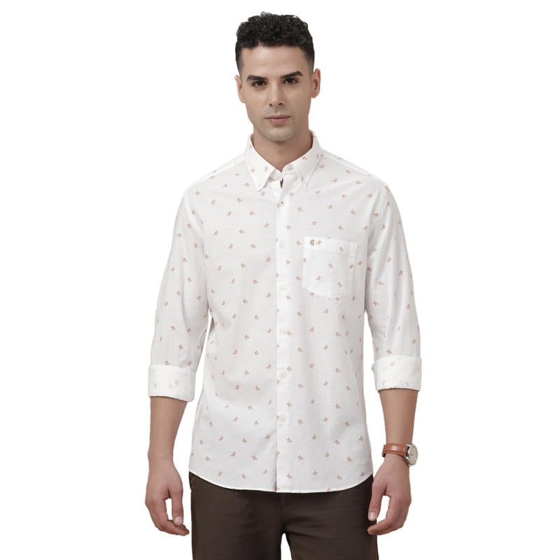 cavallo by linen club Men's Linen White Printed Contemporary Fit Full Sleeve Casual Shirt-picture-33
