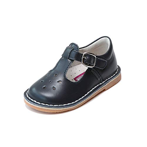 Joy Classic Leather Stitch Down T-Strap Mary Jane (Toddler 9, Navy)