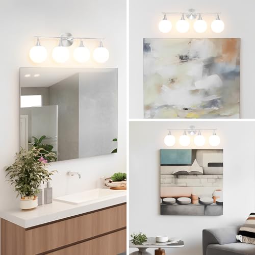 Image of Modern Brushed Nickel Bathroom Vanity Light - Energy Efficient G9 Base Bathroom Lighting Fixtures Over Mirror, Anti-Glare 26 Inch Soft Illumination for Makeup & Shaving, Stylish and Affordable