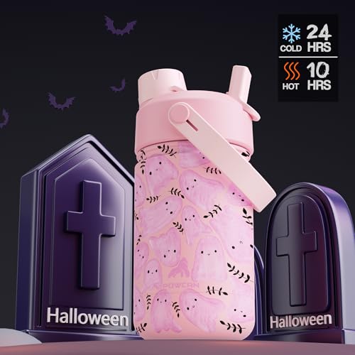 12 oz Halloween Kids Insulated Water Bottle: 2-in-1 Straw Spout Lid, Leakproof, BPA-Free, Keep Cold 24H, Stainless Steel Cup for Party, School,... - Image 3