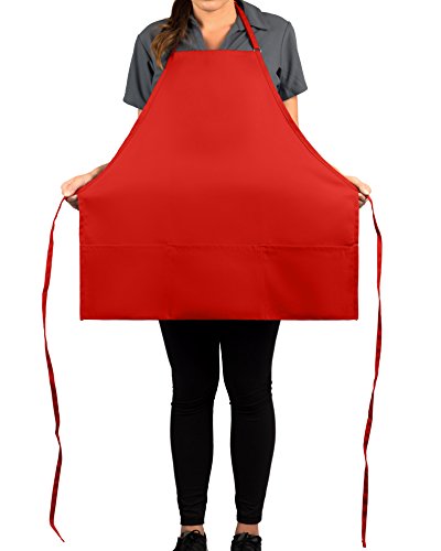 Kng Red Adjustable Bib Apron - 3 Pocket #TOP5