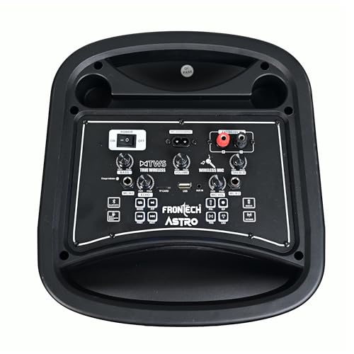 Image of FRONTECH Astro Wireless Bluetooth 120W 5.0 Trolley Speaker with RGB Party Lights, Dual Wireless Mic, 1.0 Channel (Black, SW-0204)