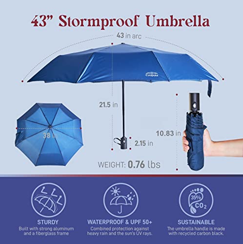 Coopola Stormproof Umbrella - Windproof, Folding, Travel Umbrella For Sun And Rain, Portable, Light Umbrella With 43 Inches Arc And 70 Mph Max Wind Strength(Red) #TOP1