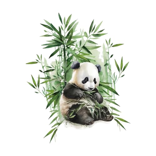 PLIGREAT 2 feuilles Panda Stickers muraux Aquarelle Bambou Animal Mural Stickers pour Chambre D’enfant Chambre D’armoire Decor Grande Taille Aquarelle Murale...
