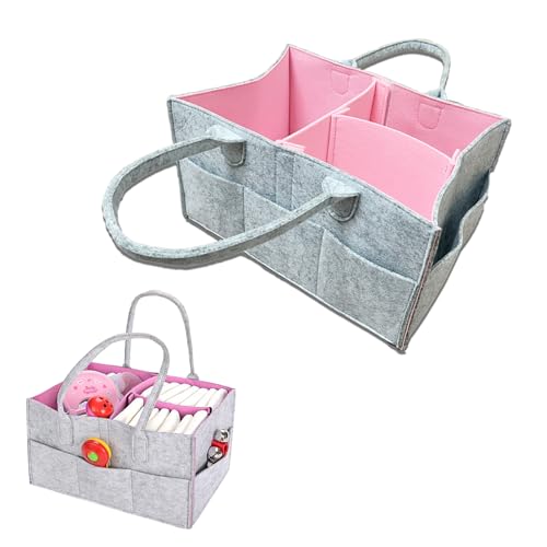 Image of Baby Diaper Caddy is a versatile baby basket designed for nursery storage, car organization, and as a thoughtful gift for baby showers. It is perfect for storing diapers and baby wipes.