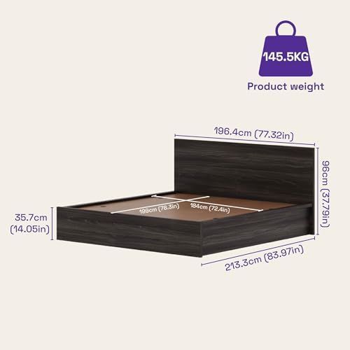 Image of Wakefit Bed | 3 Yr Warranty | King Size Bed, Comes with Storage Box, Noise-Free, Density: 680-750 kg /m, Termite & Borer Resistant, Fits Mattresses Up to 8 inches (Centaur 78 x 72 - Wyoming Maple)